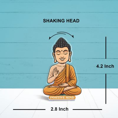 (Positive Mind) Buddha Bobblehead Caricature Solar Powered Moving Head for Living Room Car Dashboard Home Decor Office Desk & Yoga Room Motivational Desk Decor Positive Vibes